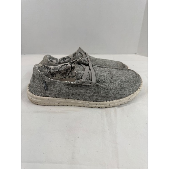 Hey Dude Wendy L Linen Iron Grey Floral Slip On Loafers 121533901 Womens 11 - Picture 8 of 10